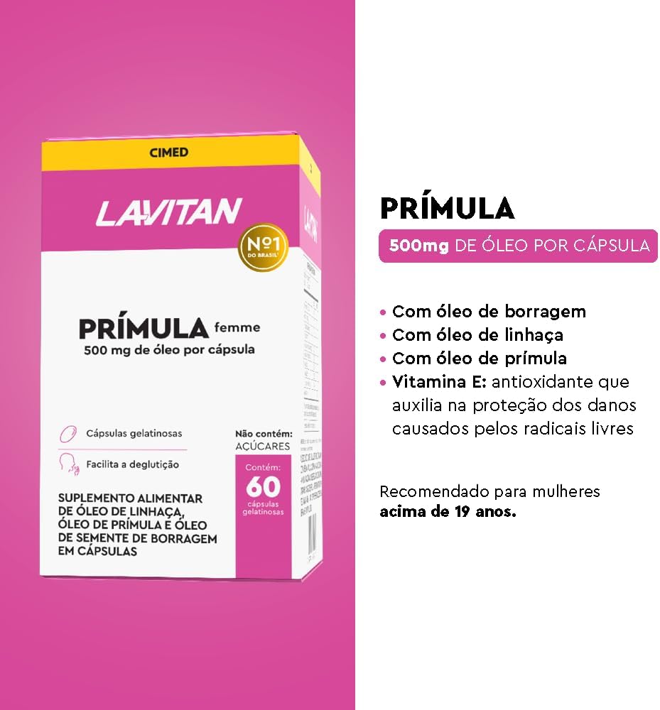 LAVITAN PRIMULA C/ 60 MENOPAUSA LINHAÇA BORRAGEM TOCOFEROL - Imagem 6