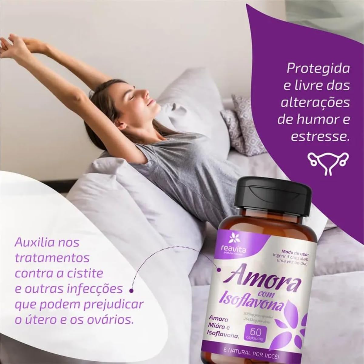 Suplemento Alimentar Feminino Mulheres Menopausa - 60 Cápsulas 500mg por Dose - Imagem 4