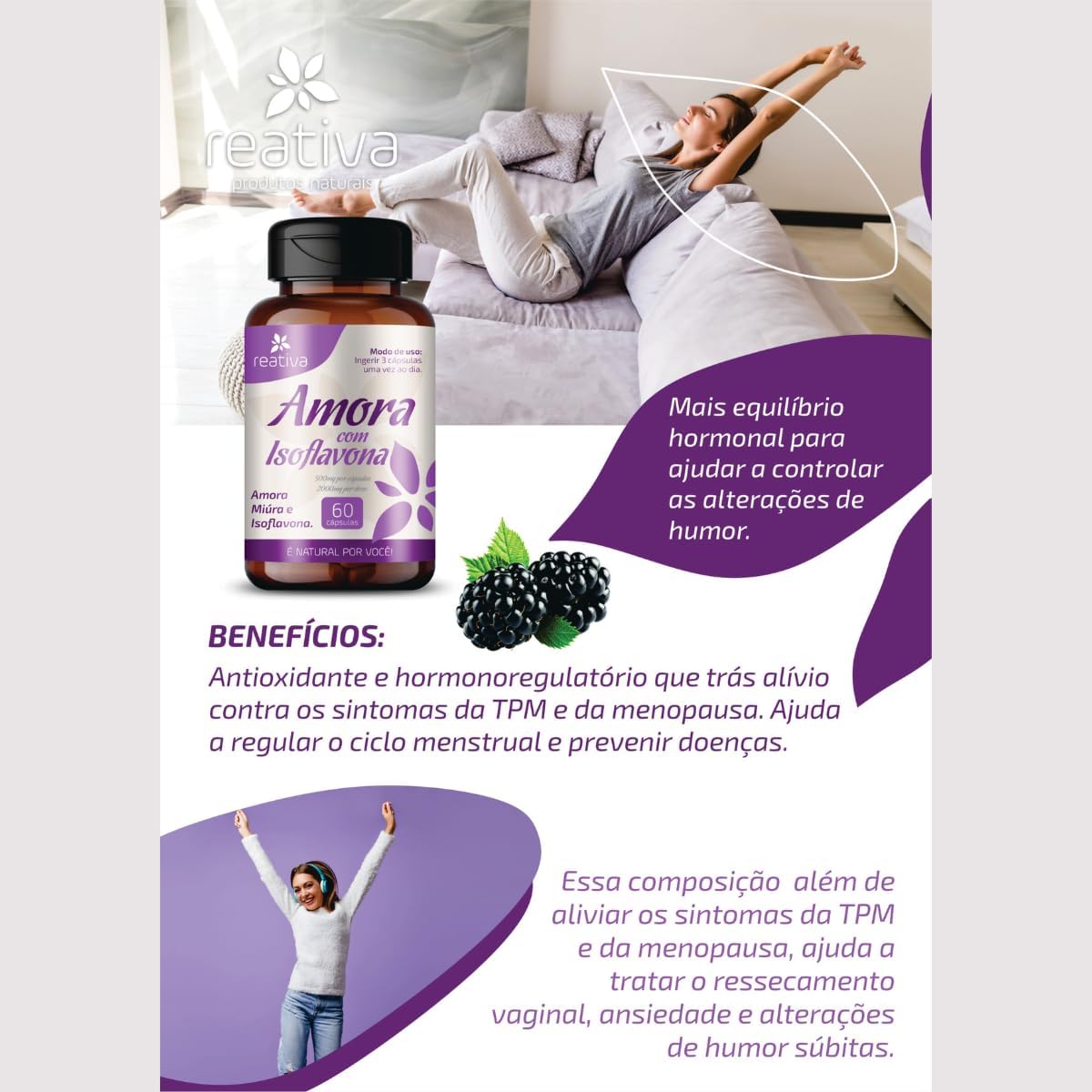 Suplemento Alimentar Feminino Mulheres Menopausa - 60 Cápsulas 500mg por Dose - Imagem 5